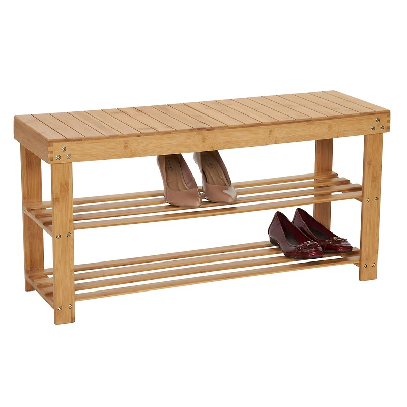 Household Essentials 2-Shelf Bamboo Bench