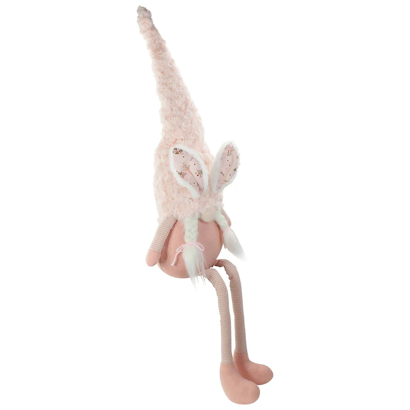 32" White & Pink Sitting Easter Bunny Gnome Figure