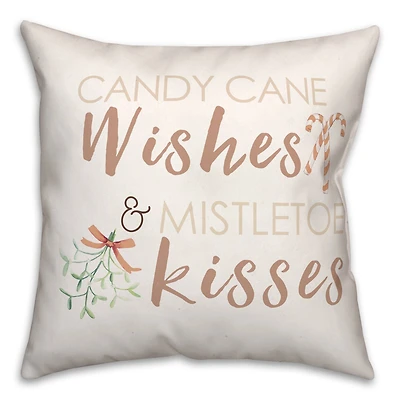 Candycane Wishes Kisses 18x18 Throw Pillow