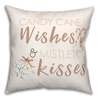 Candycane Wishes Kisses 18x18 Throw Pillow