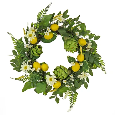 22'' Daisy, Artichoke, and Lemon Wreath