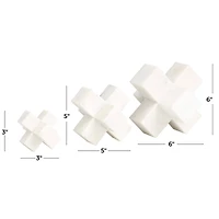 White Marble Geometric Jack Sculpture Set