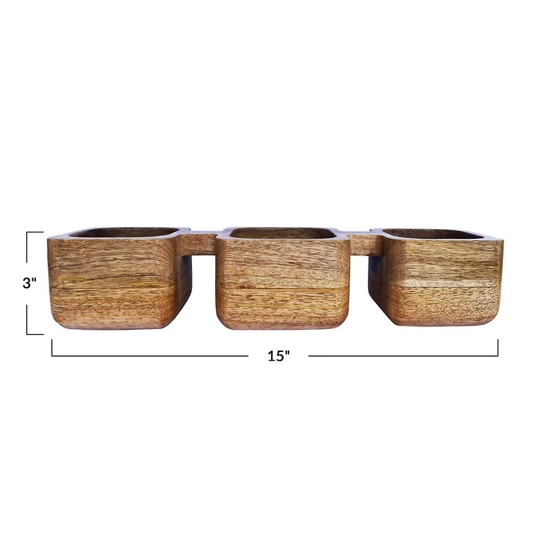 Hello Honey® Natural 3-Section Mango Wood Dish