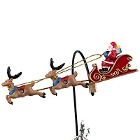 LED Lighted and Musical Flying Santa Animated Christmas Village Display - 13.5"