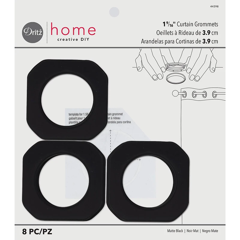 Dritz® Home Matte Black 1.562" Square Curtain Grommets, 8ct.