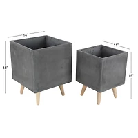 Dark Gray Contemporary Planter Set