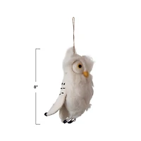 Hello Honey® 8" White, Yellow & Black Handmade Wool Felt Owl Ornament with Embroidery