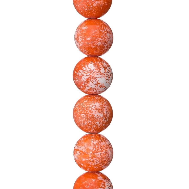 12 Packs: 10 ct. (120 total) Orange Painted Ceramic Round Beads, 16mm by Bead Landing™