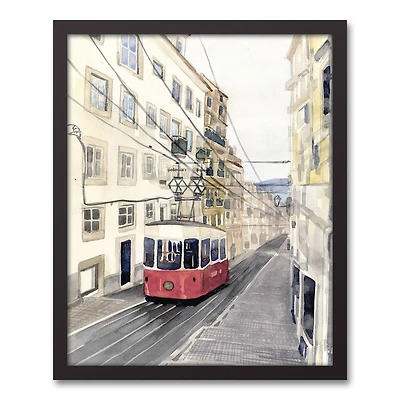 Streetcar Scene 16" x 20" Black Framed Canvas