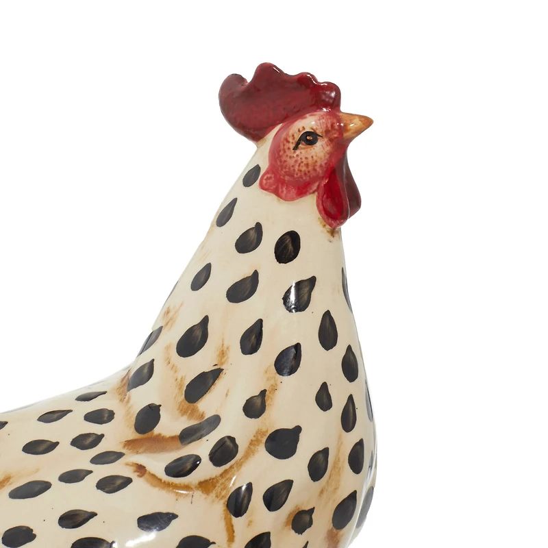 14" Beige Ceramic Farmhouse Rooster Garden Sculpture