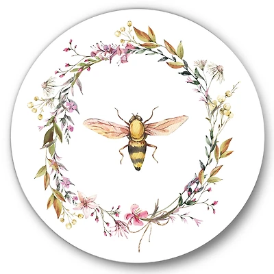 Designart - Bee In Wildflowers Wreath