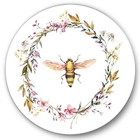 Designart - Bee In Wildflowers Wreath