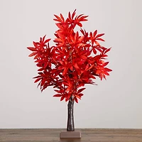 2ft. Pre-Lit Red Autumn Maple Artificial Fall Tree with 50 Warm White LED Lights and Detachable Base