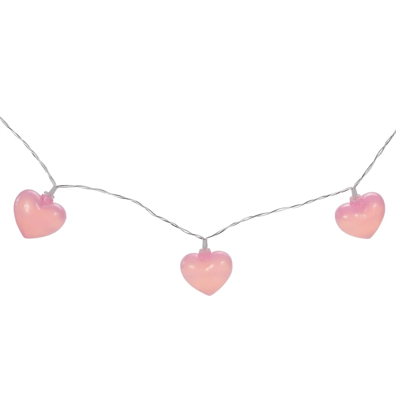 10ct. Pink LED Valentine's Day Heart String Lights with Clear Wire