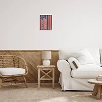 Stupell Industries God Bless America Wood Grain Flag Red White Blue Americana Framed Giclee Art