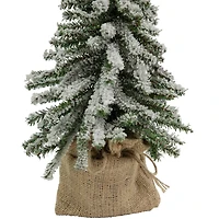 15" Unlit Flocked Mini Village Pine Artificial Potted Christmas Tree