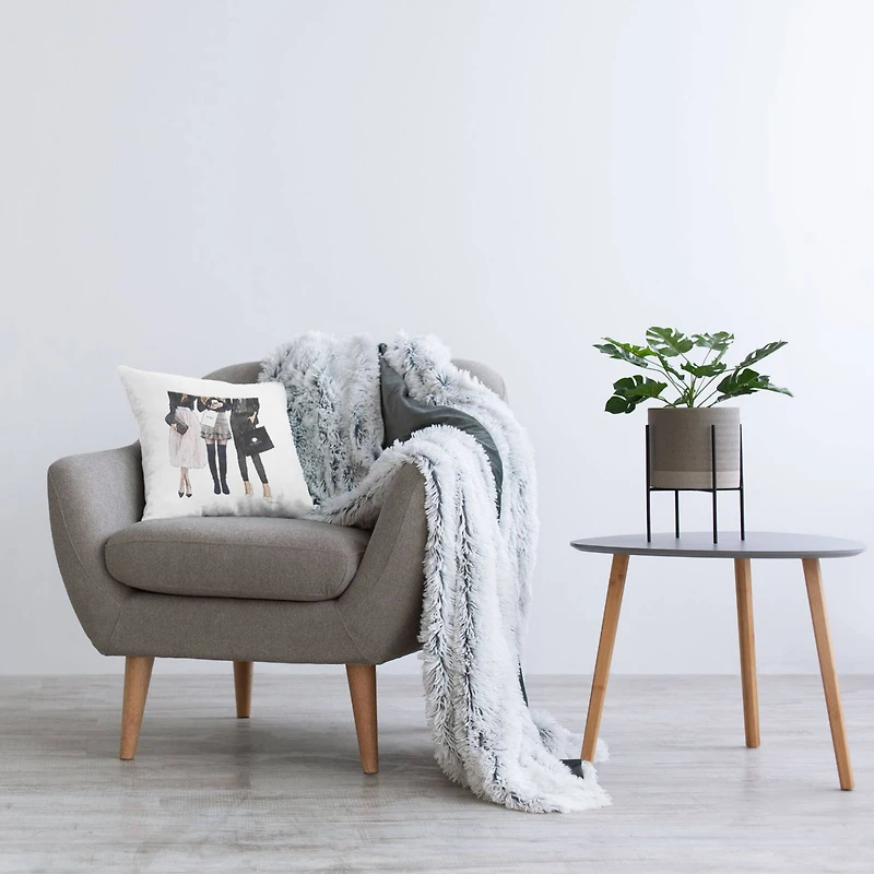 Stupell Industries Fashion Model Girls Glam Upscale Brands Throw Pillow, 18" x 18"