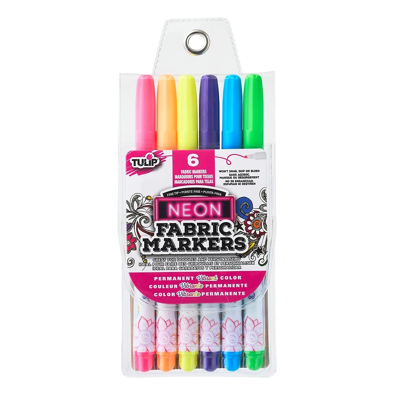 12 Packs: 6 ct. (72 total) Tulip® Fabric Markers® Fine Writers, Neon