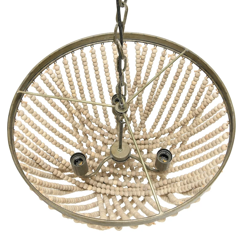 Hello Honey® White Metal Chandelier with Draped Wood Beads