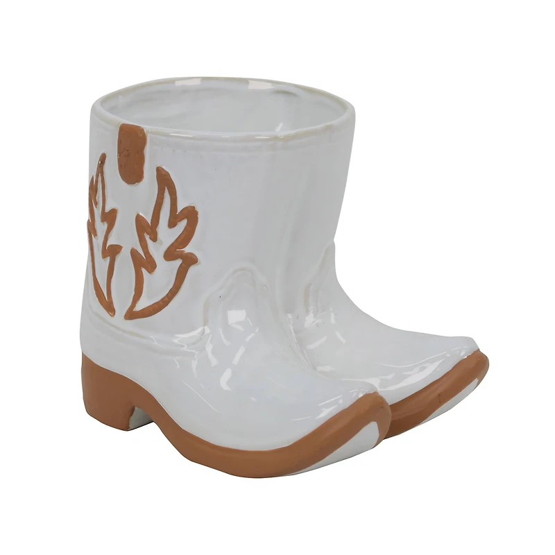 7" White Ceramic Cowboy Boots Tabletop Décor by Ashland®
