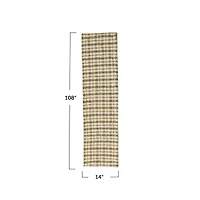 Hello Honey 108" x 14" Cream, Green & Yellow Plaid Woven Cotton Table Runner