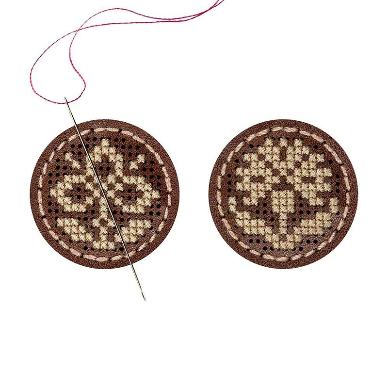 Wonderland Crafts Flowers with Leaves Magnetic Needle Holder Embroidery Kit, 2ct.