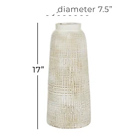 17" White Terracotta Coastal Vase