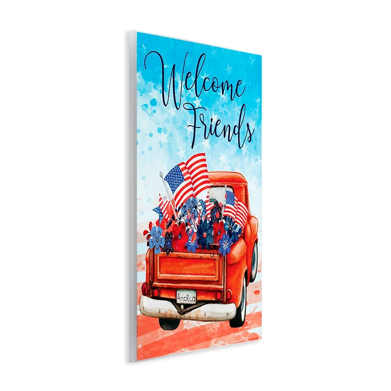 Stupell Industries Welcome Friends Americana Pickup Truck Wall Plaque Art