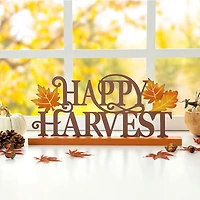 Glitzhome® 18" Wood & Metal Happy Harvest Table Décor