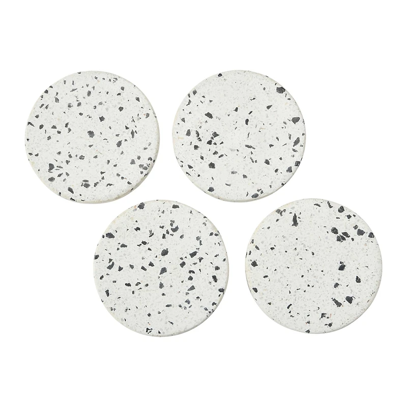 Hello Honey® White Round Terrazzo Coaster Set