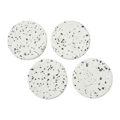 Hello Honey® White Round Terrazzo Coaster Set