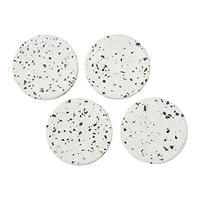 Hello Honey® White Round Terrazzo Coaster Set