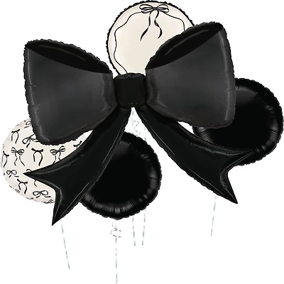Black Bow 5-Piece Foil Balloon Bouquet