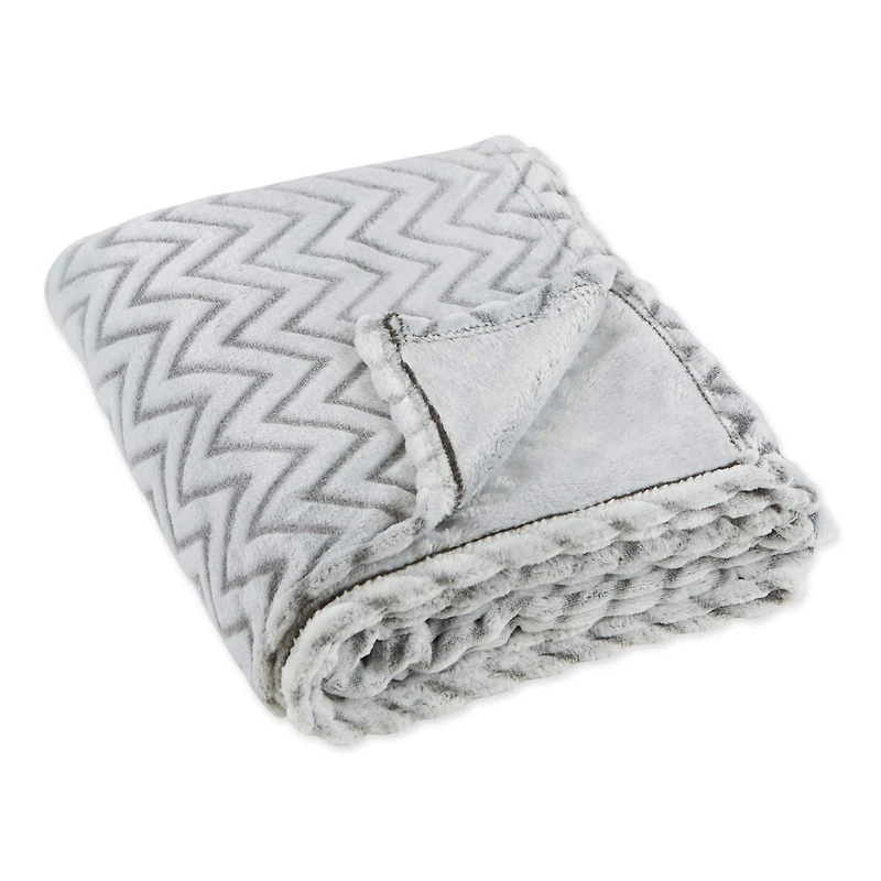 DII® Gray Chevron Plush Throw