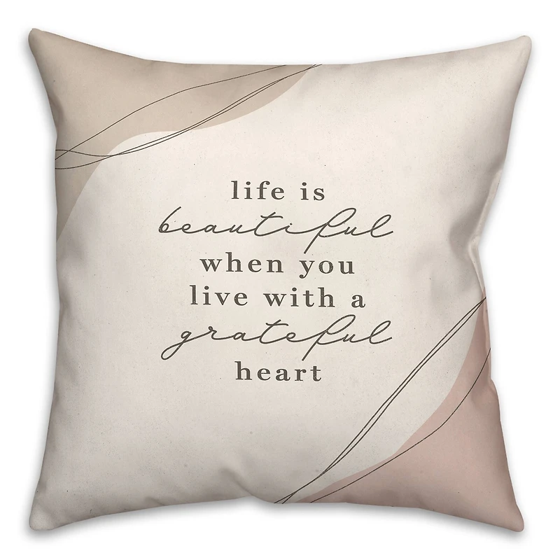 18" x 18" Grateful Heart Boho Indoor/Outdoor Throw Pillow