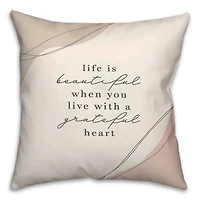 18" x 18" Grateful Heart Boho Indoor/Outdoor Throw Pillow