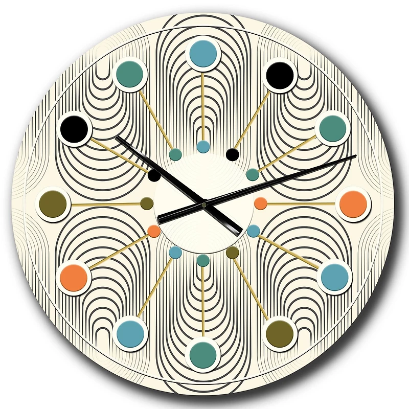 Designart 'Monochrome Geometric Pattern X Mid-Century Modern Wall Clock