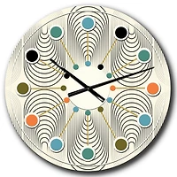 Designart 'Monochrome Geometric Pattern X Mid-Century Modern Wall Clock