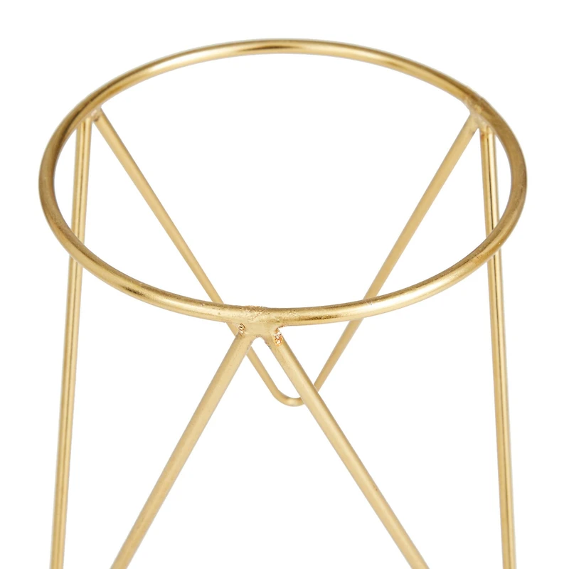 Set of 2 Gold Iron Modern Planter, 10" x 7" x 7"