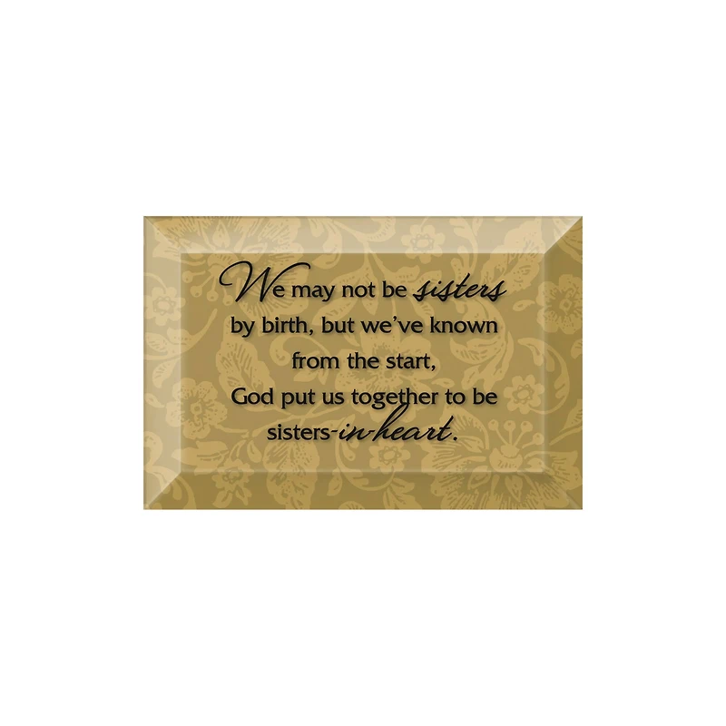 Sisters In Heart Beveled Glass Plaque with Easel