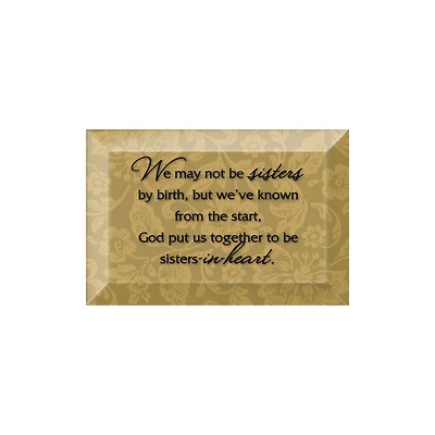 Sisters In Heart Beveled Glass Plaque with Easel