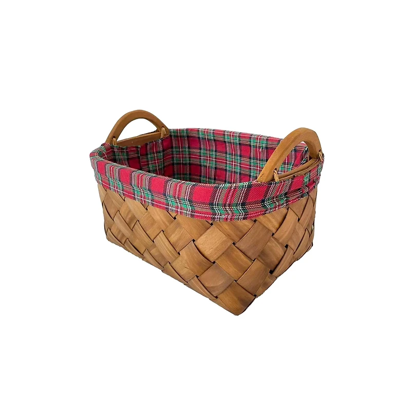Plaid Lined Oval Chipwood Basket by Ashland