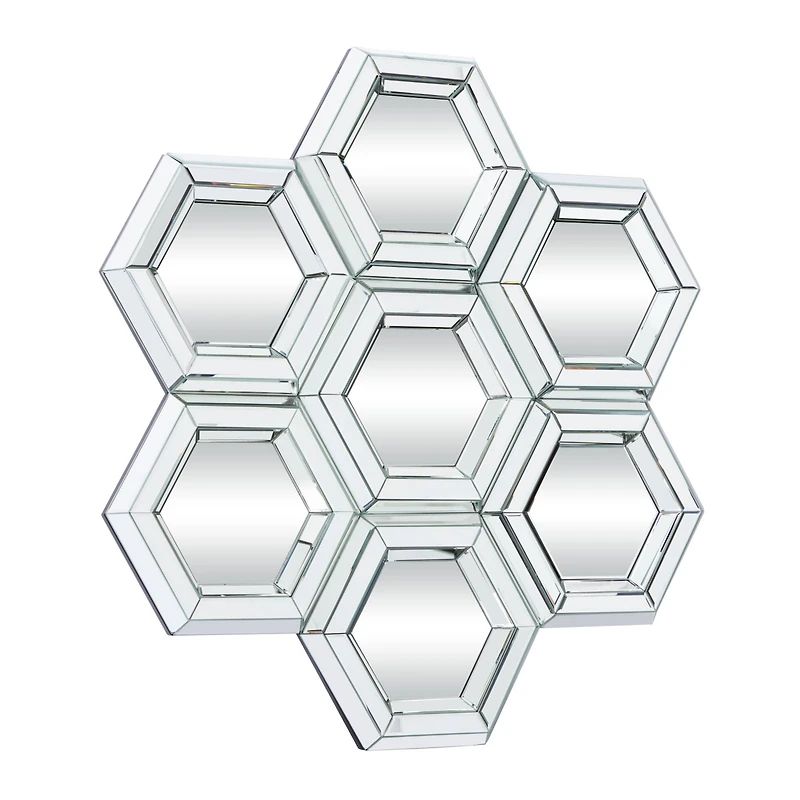 41" Silver Glass Glam Hexagon Wall Mirror