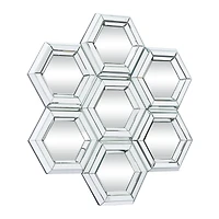 41" Silver Glass Glam Hexagon Wall Mirror