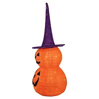 30" Pop Up Lighted Tinsel Stacked Jack-O-Lanterns Halloween Decoration