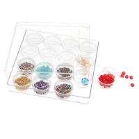 John Bead 13.5cm Joy Filled Plastic Box Storage With 16 Clear Round Containers