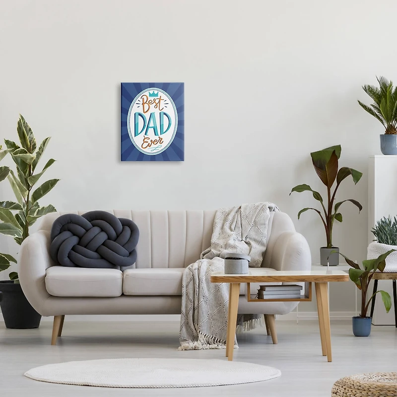 Stupell Industries Best Dad Ever Striped Phrase Canvas Wall Art