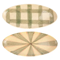 Hello Honey® 16.5" Pink & Green Terra Cotta Oval Plate Set