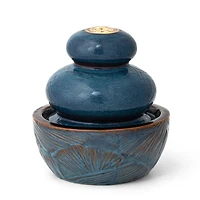 Glitzhome® 8.75" LED Turquoise Leaf Textured Ceramic Tabletop Fountain