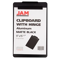 JAM Paper Matte Black Legal Size Aluminum Premium Clipboard with Hinge